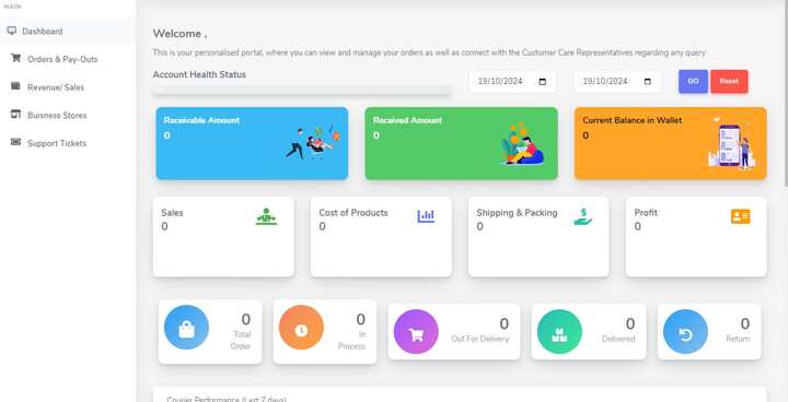 Commerce management platform interface
