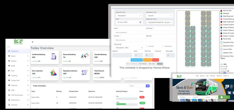 Booking and transport operations interface